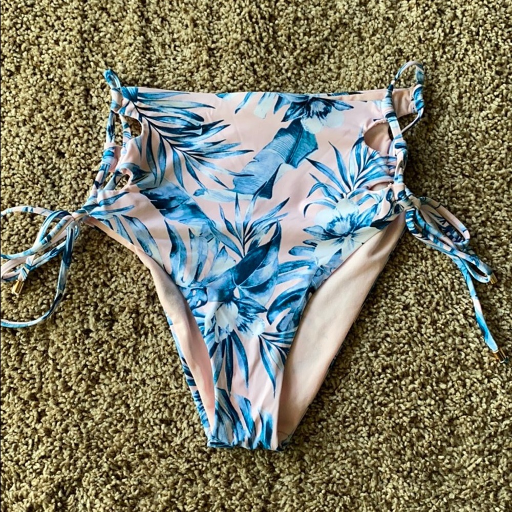 Bar III high waist lace up bikini bottoms